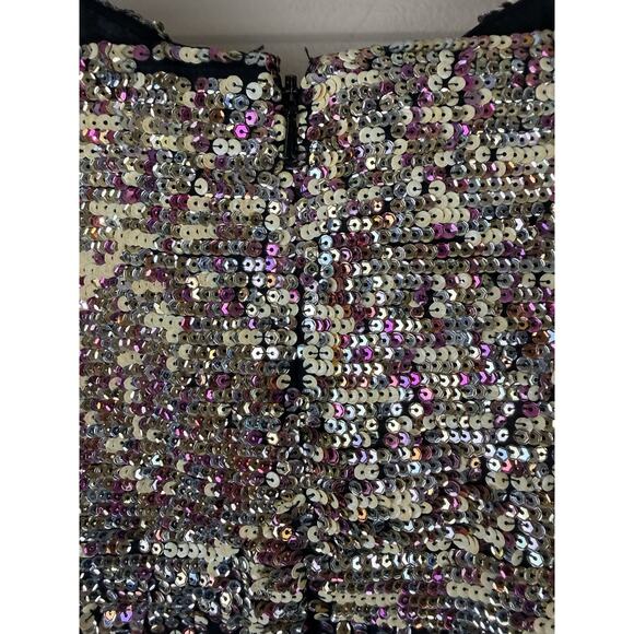 Sherri Hill Women’s Mini Dress Size 14 Strapless Sweetheart Tornasol Sequins - Picture 7 of 16